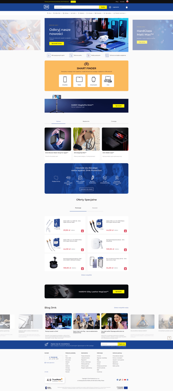 3MK Protection - Creating with team from scratch a Magento 2 store with a custom theme and advanced features. Worked