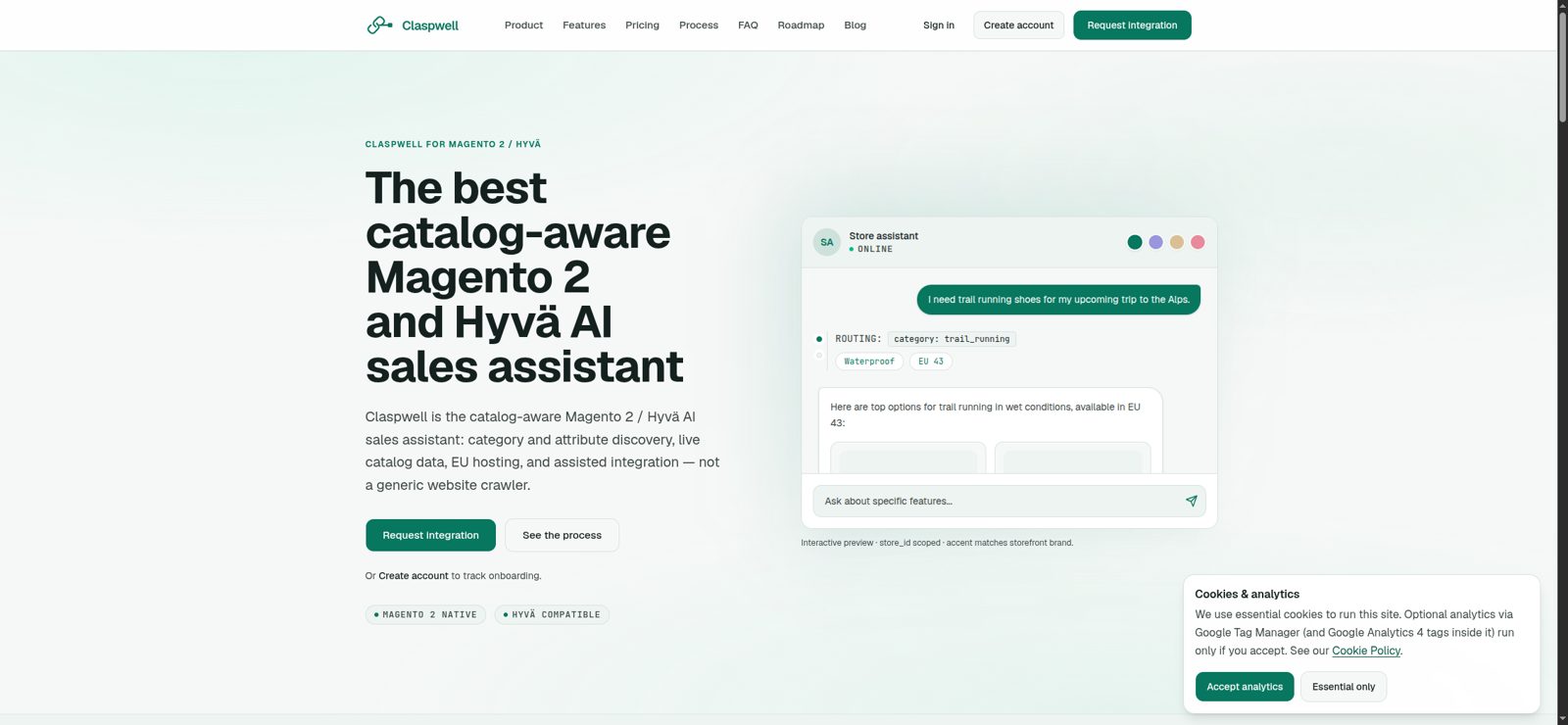 Claspwell - Founder-built Magento 2 / Hyvä AI sales assistant. Production Next.js site with Payload CMS and Post