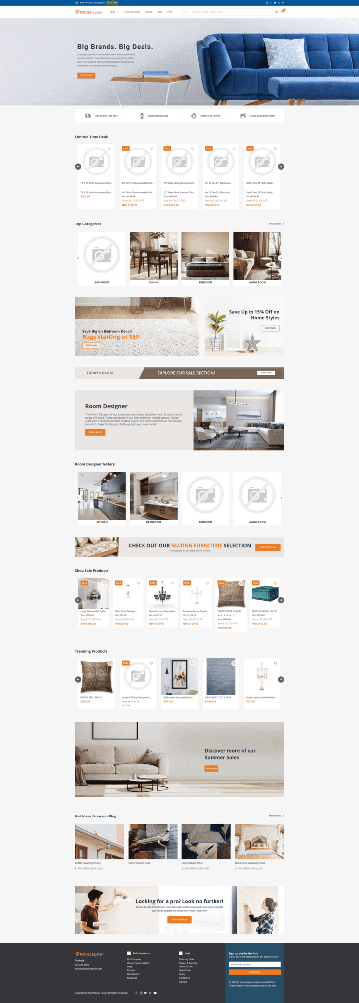 Housetipster - Full Magento 2 e-commerce build with CMS, product, and account pages. Worked on homepage, category p